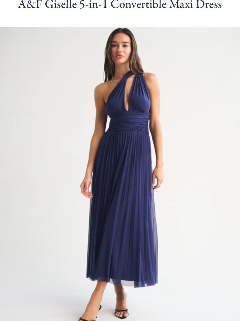 Abercrombie & Fitch Navy Convertible One-Shoulder Maxi Dress